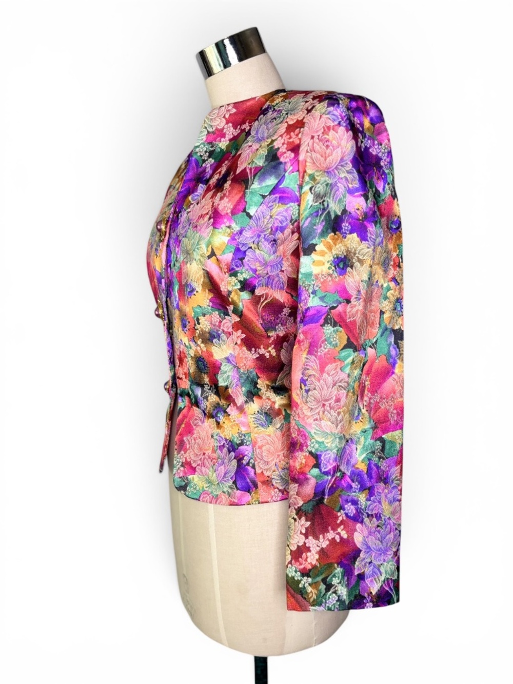 Vintage Ursula Floral Baroque Jacket with Statement Pearl Rhinestone Buttons‎ L - Picture 4 of 10